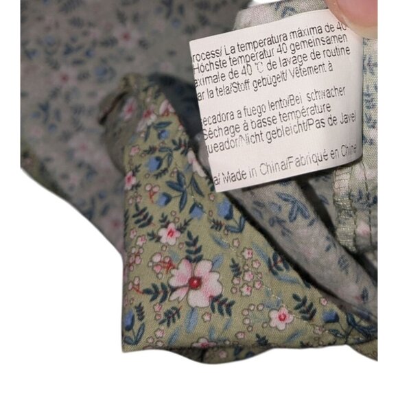 Floral Button-Up Shirt XXL Green & Pink Short Sleeve 100% Cotton - Picture 4 of 9